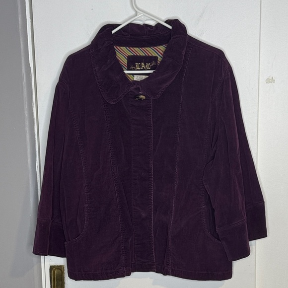 Live a Little Purple Corduroy Jacket, 2X, fall, cotton, cozy, pockets, academia - Picture 1 of 10